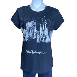 DISNEY WORLD PARKS Sparkle Glittery Short Sleeve Tee Black Size XL